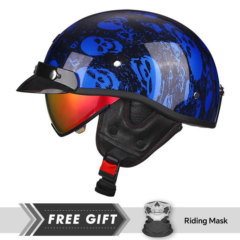 レトロハーフフェイスオートバイヘルメット男性用 DOT 承認 - Motorcycle Gear In Store のレビューと価格