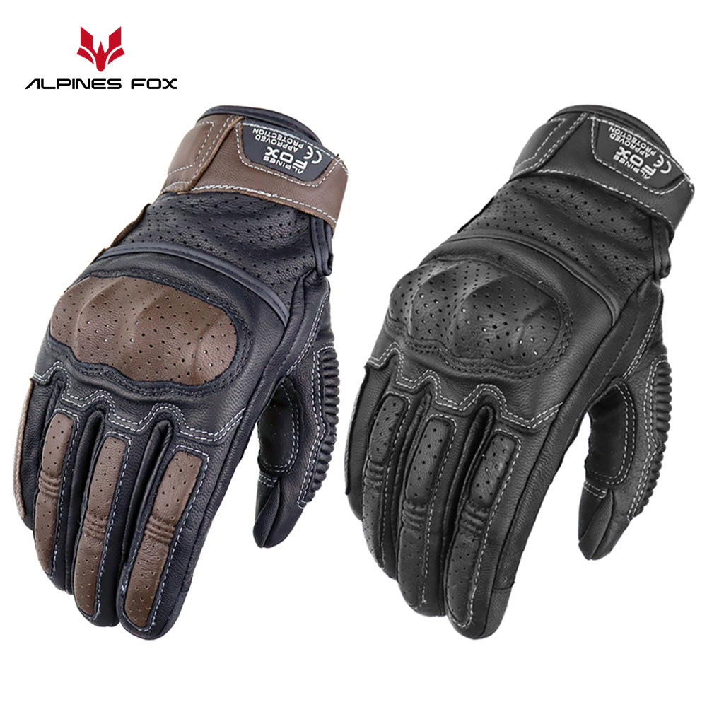 男性用の革製オートバイ用手袋,レトロな保護ギア,ロードレーシ - Motorcycle Gear Alpine のレビューと価格