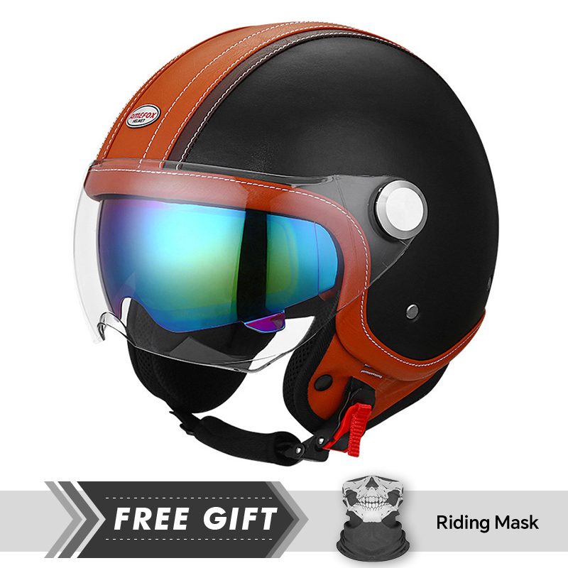 ホワイトオレンジオリジナルオープンフェイスオートバイヘルメッ - Motorcycle Gear In Store のレビューと価格
