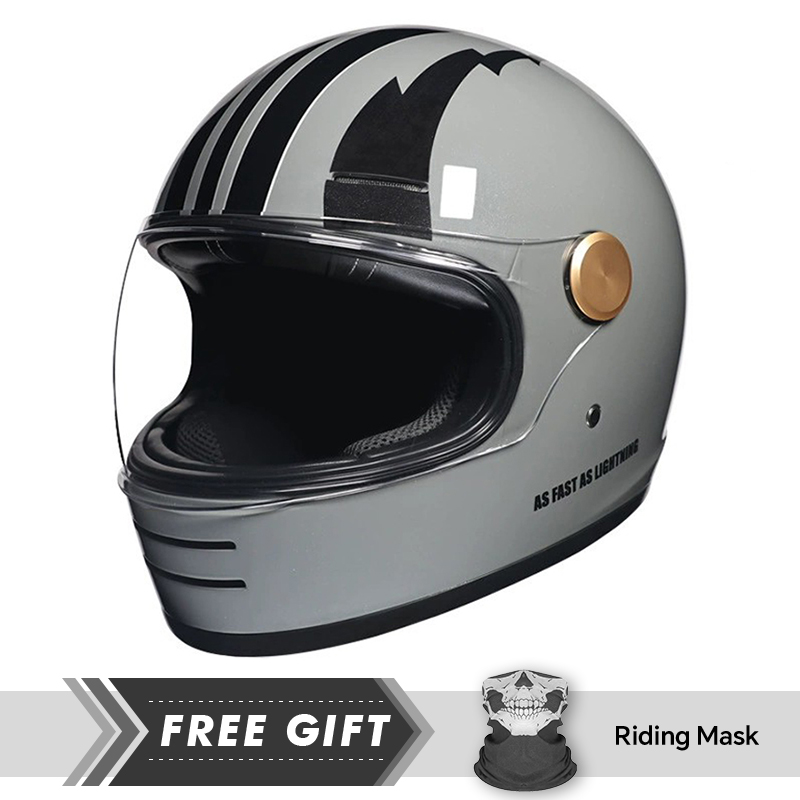 DOT承認済みレトロレザーフルフェイスオートバイヘルメット、 - Motorcycle Gear In Store のレビューと価格