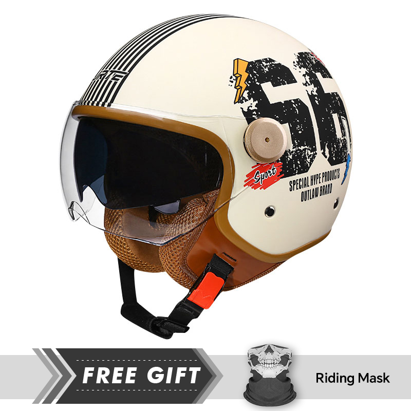 ダブルレンズオープンフェイスオートバイヘルメットDOT EC - Motorcycle Gear In Store のレビューと価格