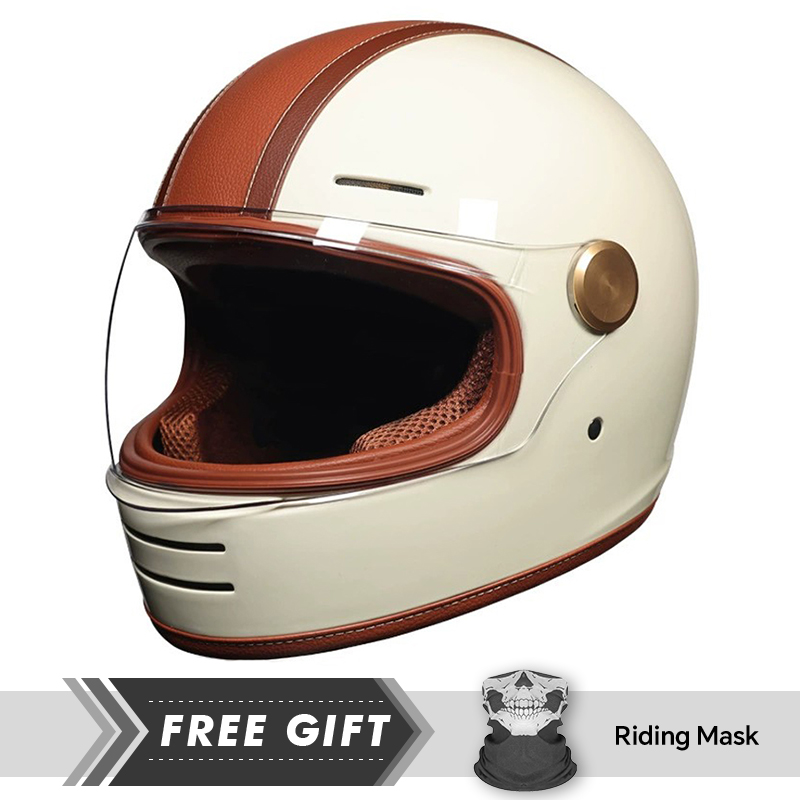 男女兼用 レザー フルフェイス オートバイヘルメット クリア - Motorcycle Gear In Store のレビューと価格