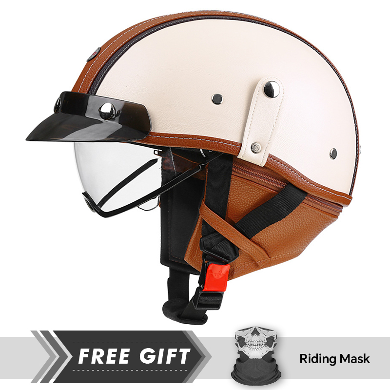 大人用レトロハーフヘルメットDOT規格適合オートバイヘルメッ - Motorcycle Gear In Store のレビューと価格